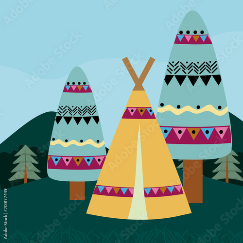 Indian tent in forest