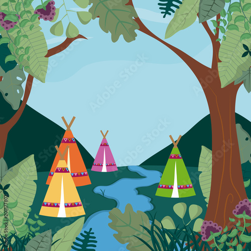 Tents in forest