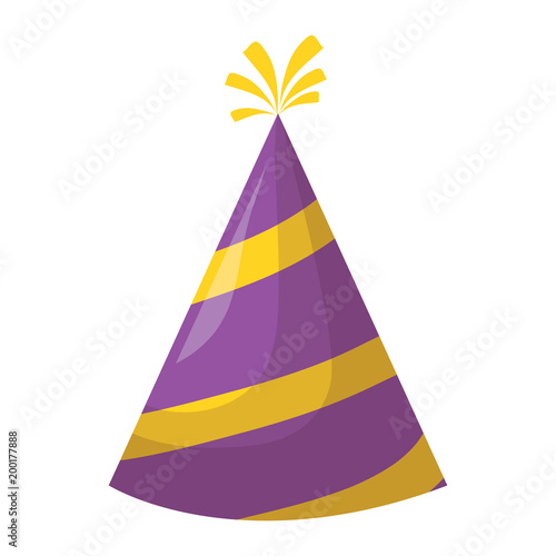 party hat with stripes over white background, colorful design. vector illustration