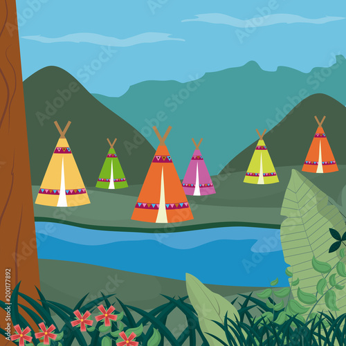 Tents in forest
