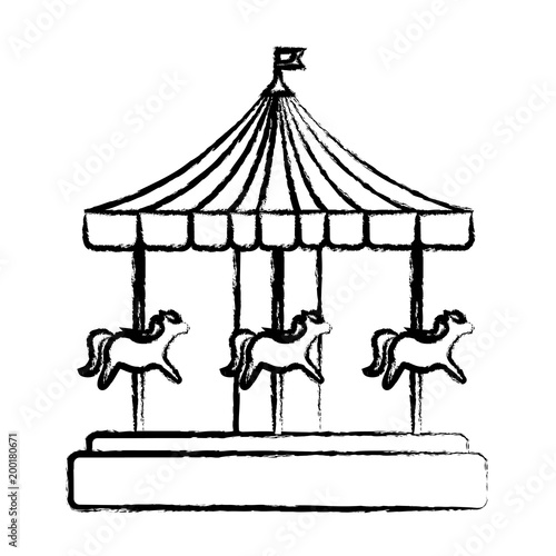 sketch of carousel icon over white background, vector illustration
