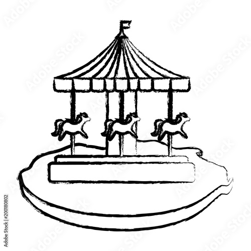sketch of carousel icon over white background, vector illustration