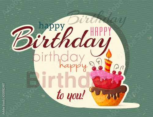 Birthday cake vector card with cake