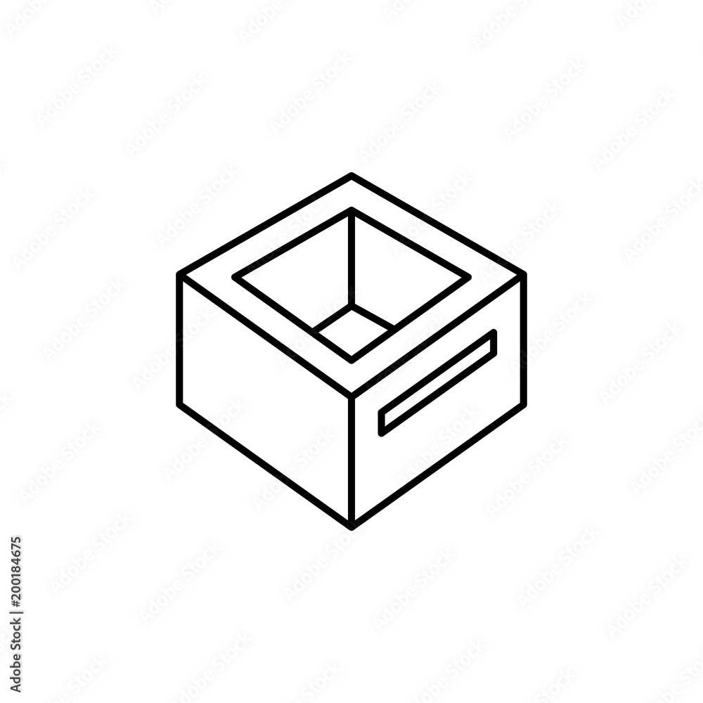 box with a hole icon. Element of simple icon for websites, web design, mobile app, info graphics. Thin line icon for website design and development, app development box with a hole icon. Element of simple icon for websites, web design, mobile app, info graphics. Thin line icon for website design and development, app development