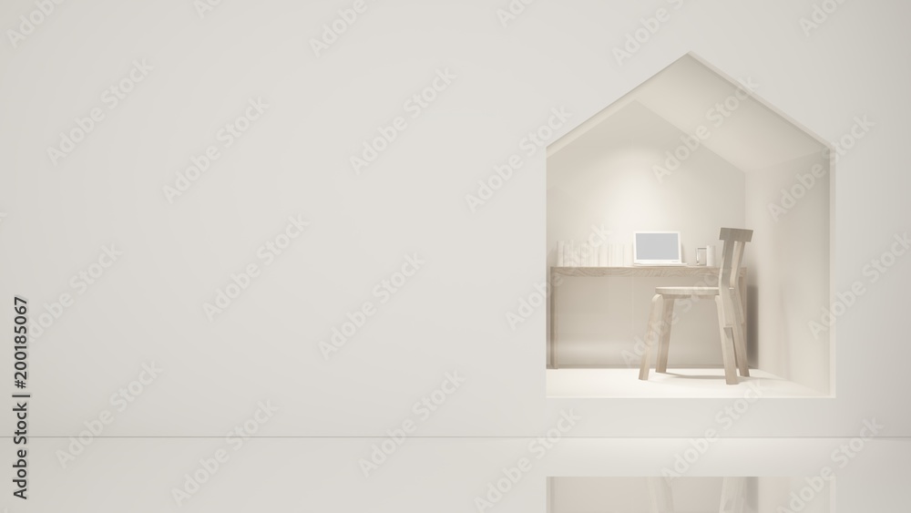 Furniture shop 3d rendering white background - Triangle space Furniture shop 3d rendering white background - Triangle space