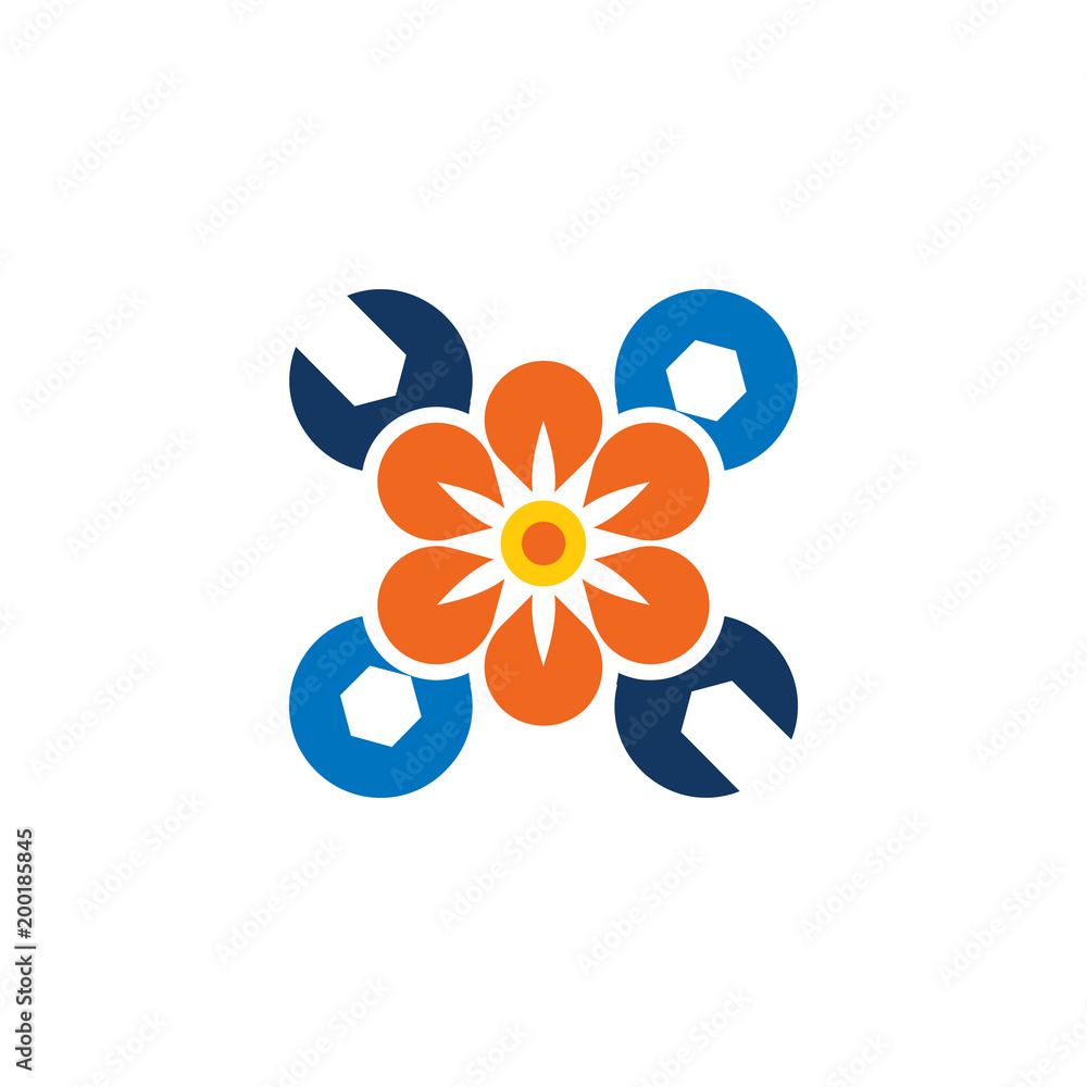 Flower Repair Logo Icon Design
