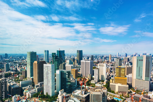 Aerial view of the Tokyo skyline in the morning