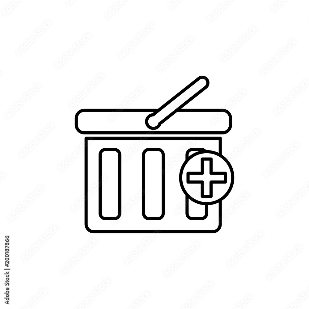 adding a shopping cart icon. Element of simple icon for websites, web design, mobile app, info graphics. Thin line icon for website design and development, app development adding a shopping cart icon. Element of simple icon for websites, web design, mobile app, info graphics. Thin line icon for website design and development, app development