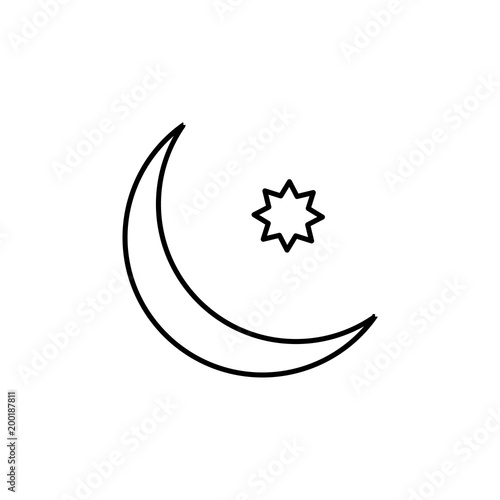 crescent moon and star icon. Element of simple icon for websites, web design, mobile app, info graphics. Thin line icon for website design and development, app development