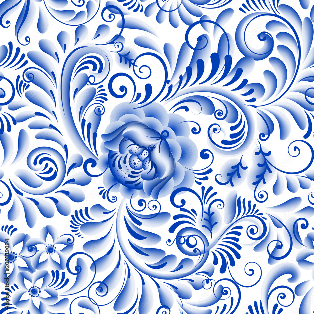 Russian ornamental traditional style gzhel Russian ornamental traditional style gzhel