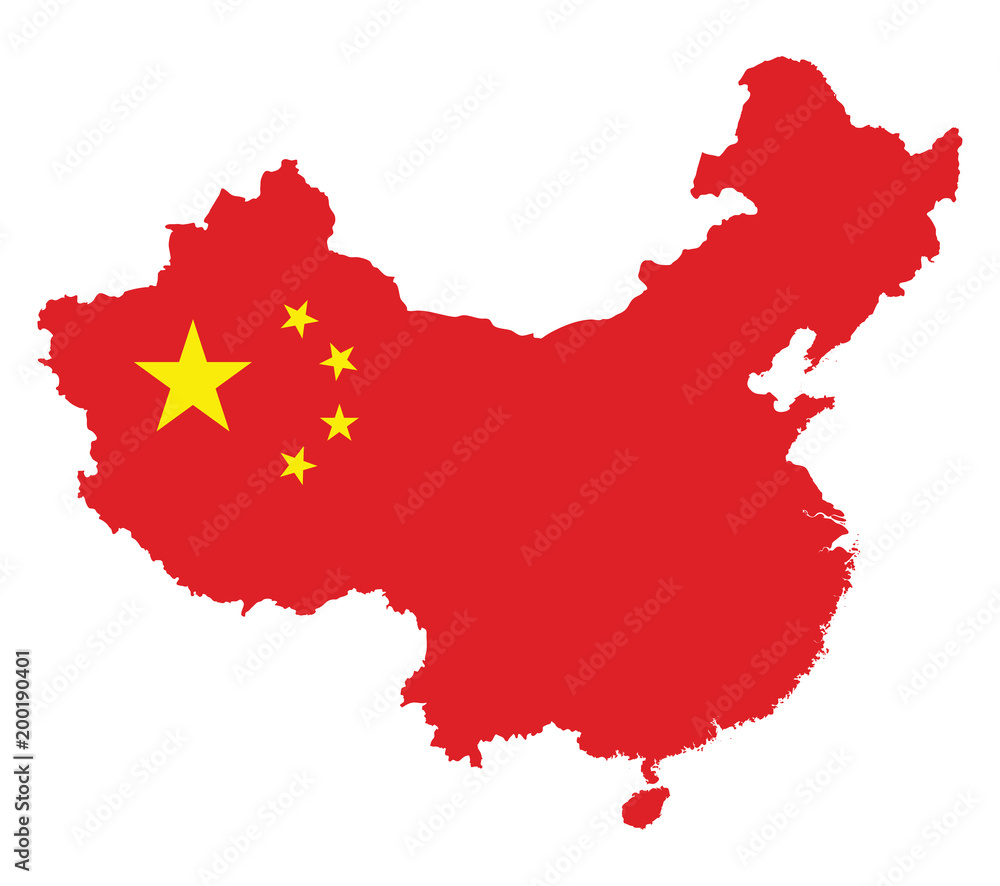 Naklejka premium china map flag on a white background