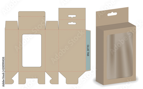 Box packaging die cut template design. 3d mock-up 