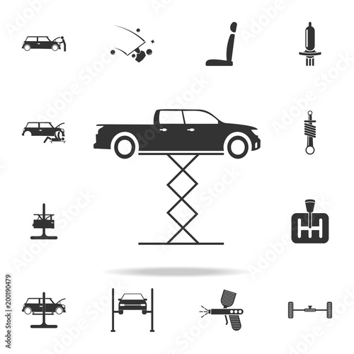 car on a lift icon. Detailed set of car repear icons. Premium quality graphic design icon. One of the collection icons for websites, web design, mobile app