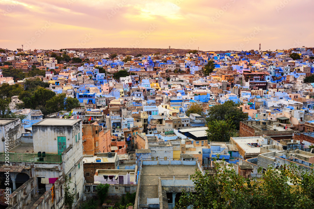 blue city - jodhpur cityscape in rajasthan, india