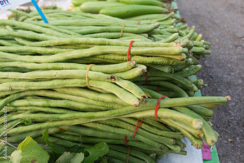 Fototapeta premium green Long Beans at Fresh Market