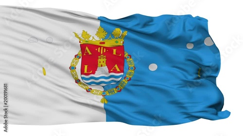 Alicante flag, city of Spain, realistic animation isolated on white seamless loop - 10 seconds long (alpha channel is included) photo