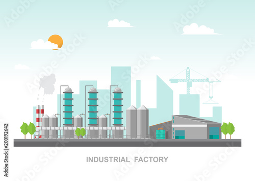 Industrial factory in a flat style.Vector and illustration of manufacturing building
