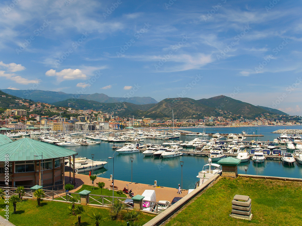 Panoramic view of Varazze Marina in Liguria, Italy	
