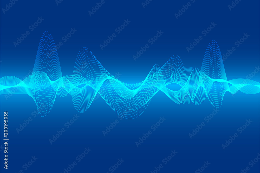abstract blue digital equalizer, vector of sound wave pattern element abstract blue digital equalizer, vector of sound wave pattern element