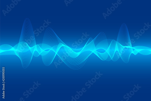 abstract blue digital equalizer, vector of sound wave pattern element