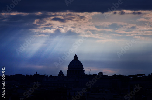Saint Peter's basilica at dusk. Vatican