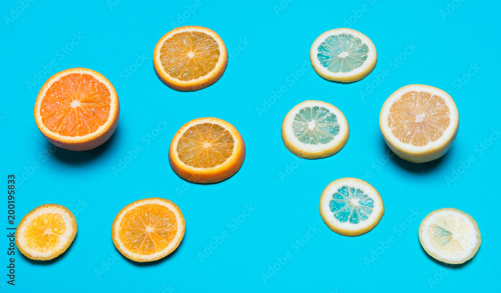 Halves of different fruits Halves of different fruits