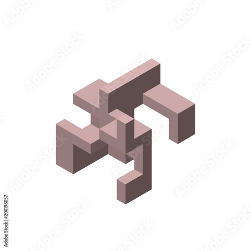 Abstract 3d construction. Isolated on white background. Vector illustration.