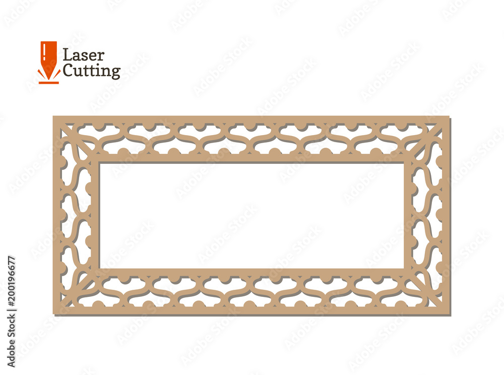 Obraz premium Laser cut panel. Vector frame template for cut on laser machine. Art silhouette design. Vector card illustration for design of photo frames, invitation decorations.