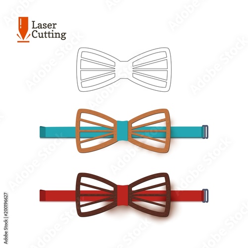 Laser cut bow-tie template. Vector silhouette for cutting a bow tie on a lathe made of wood, metal, plastic. The idea of design of a stylish accessory
