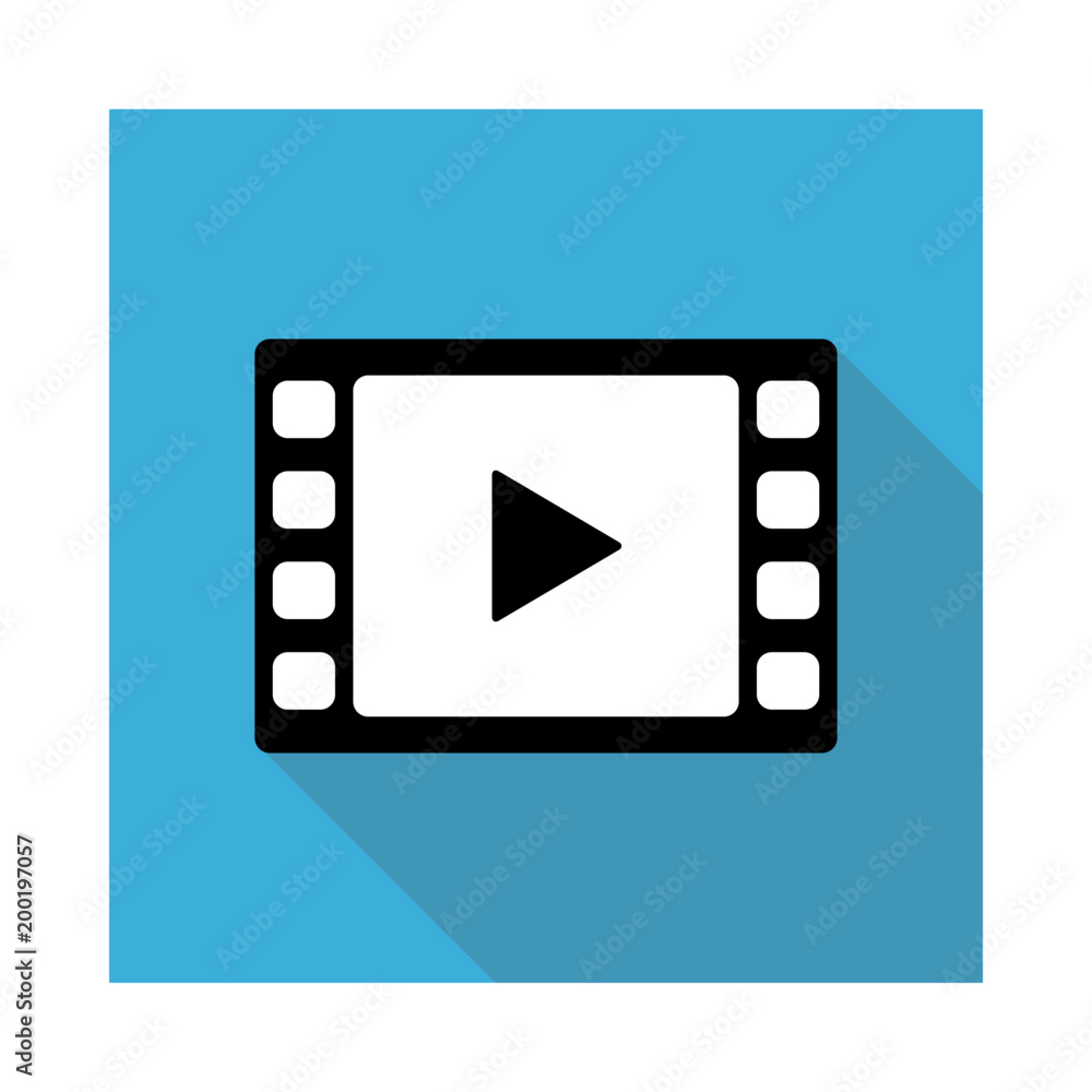 ビデオ動画再生ボタンのアイコンイラスト水色 Stock Vector Adobe Stock