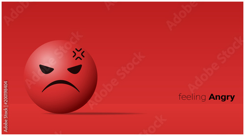 Emotional background with angry red face emoji , vector , illustration