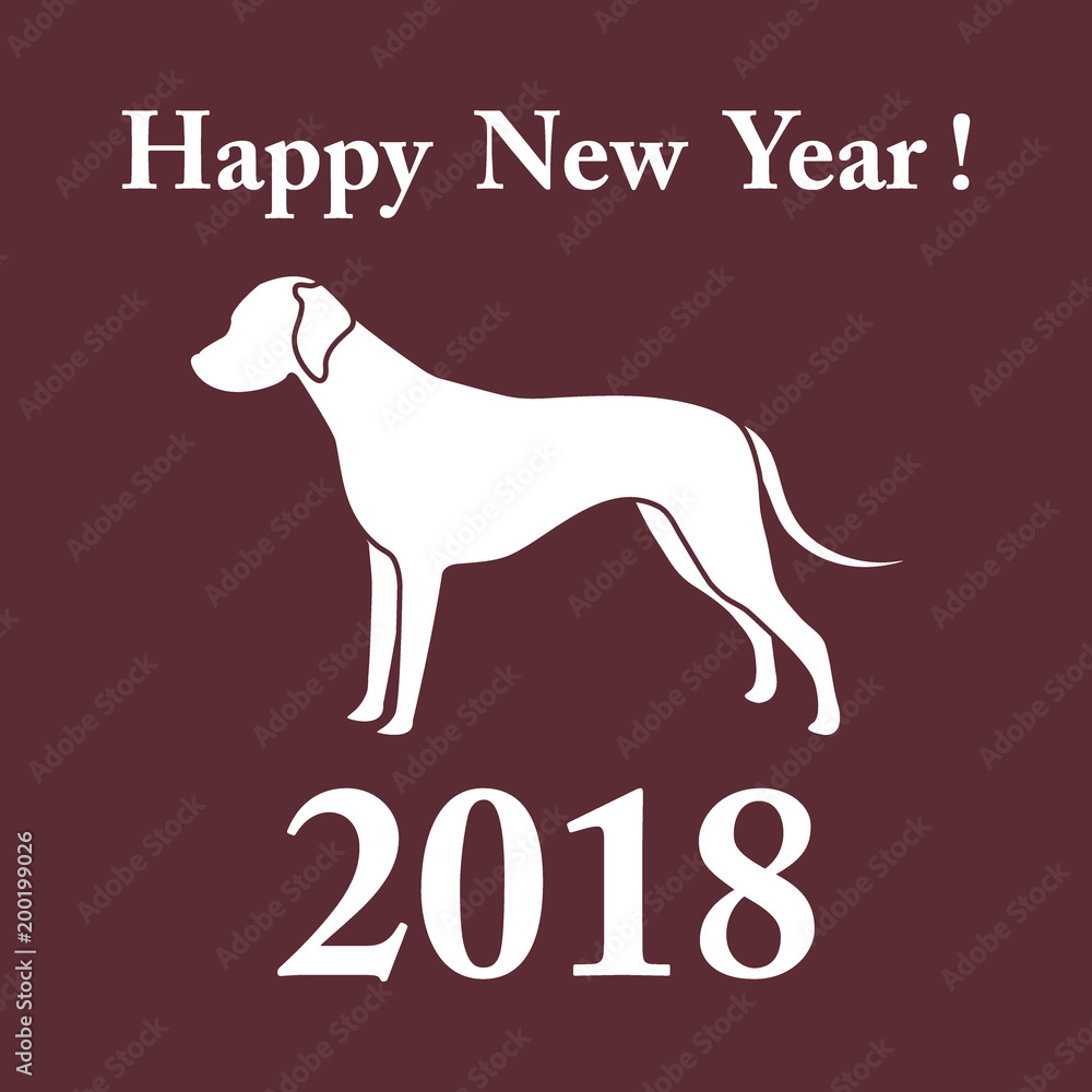 Dalmatian silhouette and inscription happy new year. Dalmatian silhouette and inscription happy new year.