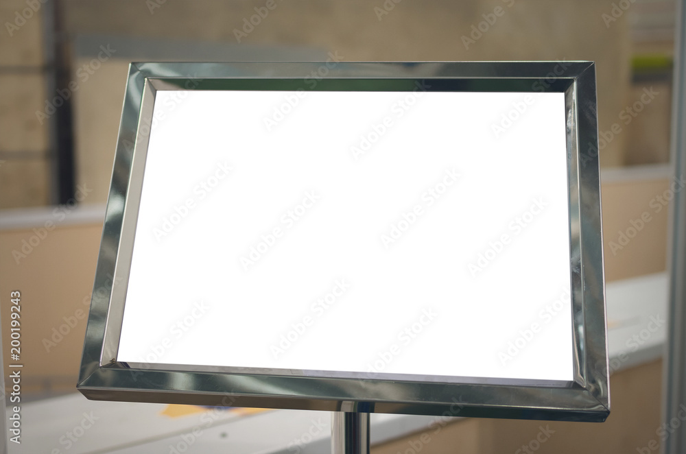 Blank information bill board (billboard) silver frame template with copy space. Blank information bill board (billboard) silver frame template with copy space.