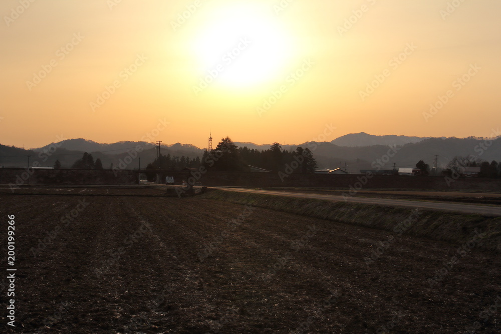 田舎の風景 夕暮れ 秋田県仙北市 田舎の風景 夕暮れ 秋田県仙北市