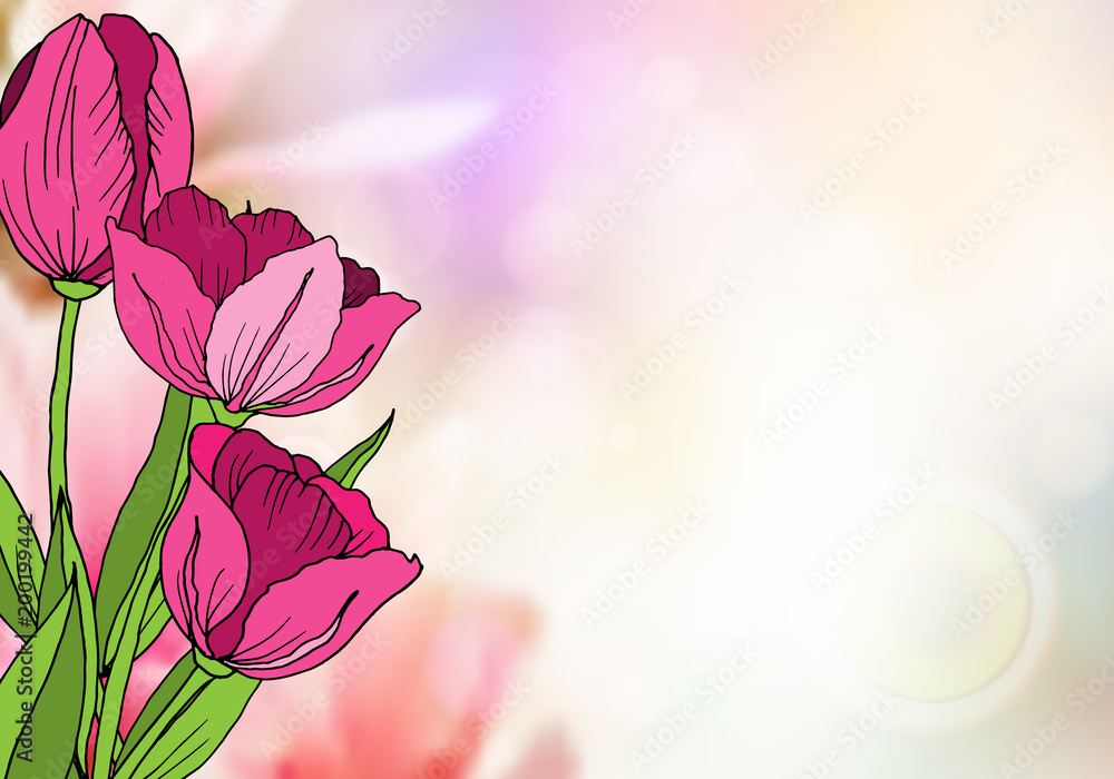 Obraz premium The drawn flowers. Banner or card. Watercolor.