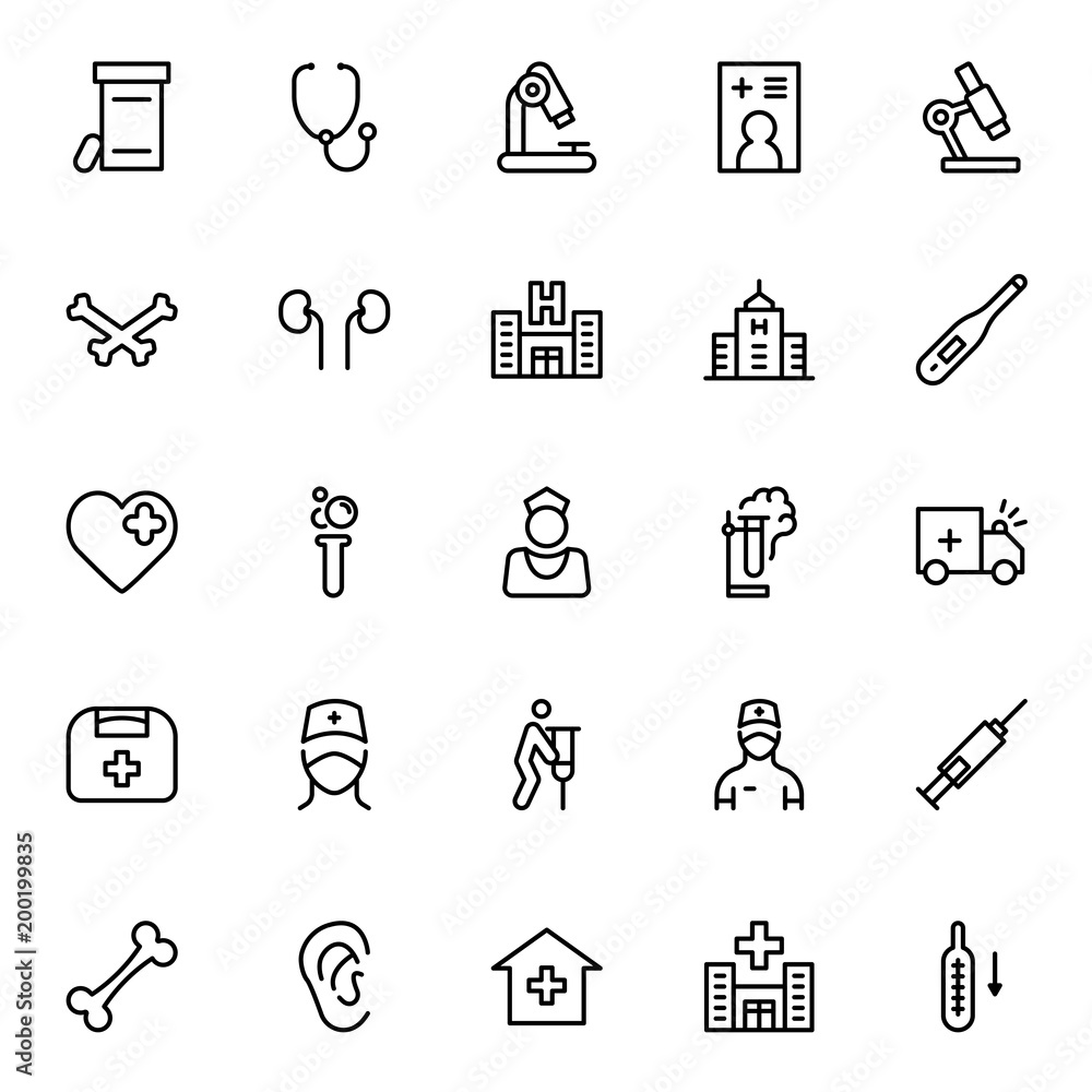 Fototapeta premium Oncology flat icon set