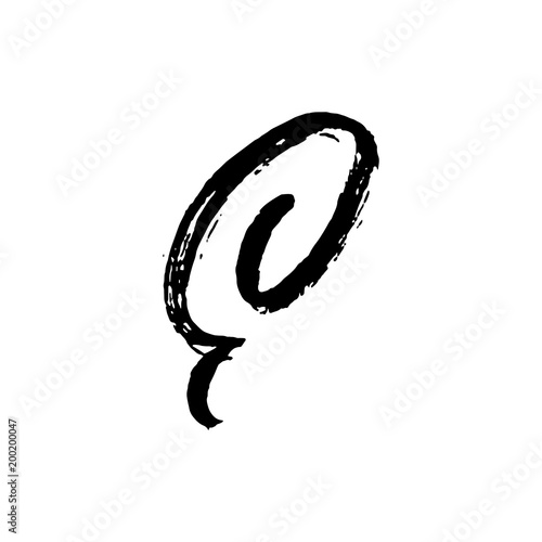 Letter E. Handwritten by dry brush. Rough strokes textured font. Vector illustration. Grunge style elegant alphabet.