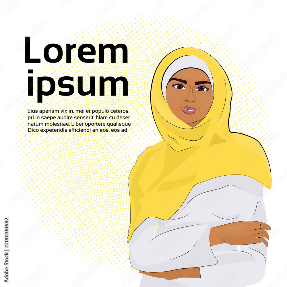 Arab Woman In Traditional Clothes Over Background With Copy Space Vector Illustration Arab Woman In Traditional Clothes Over Background With Copy Space Vector Illustration