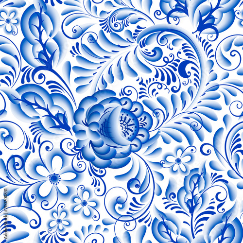 Russian ornamental traditional style gzhel