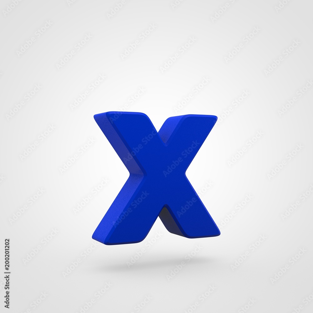 Obraz premium Plastic blue letter X lowercase isolated on white background.