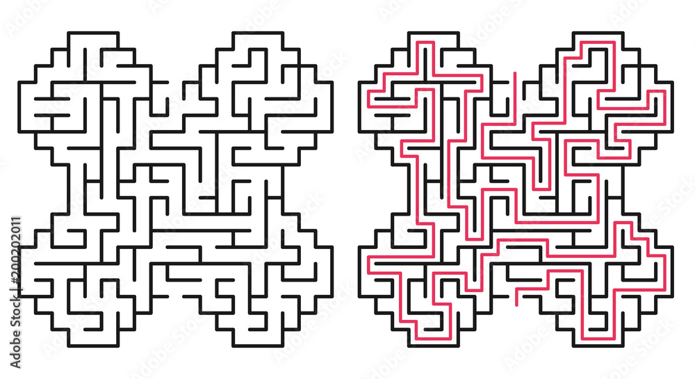 Abstract maze / labyrinth with entry and exit. Vector labyrinth 229. Abstract maze / labyrinth with entry and exit. Vector labyrinth 229.