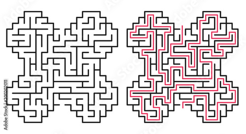 Abstract maze / labyrinth with entry and exit. Vector labyrinth 229.