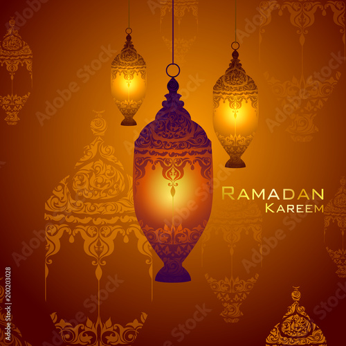 Islamic celebration background with text Ramadan Kareem