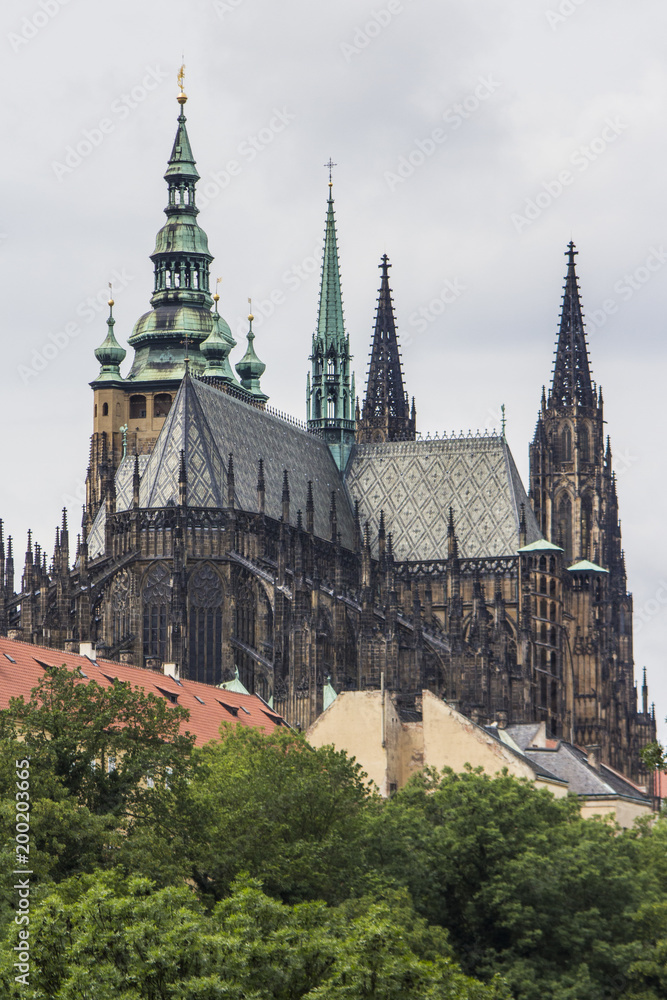 Fototapeta premium View of the Metropolitan Cathedral of Saints Vitus, Wenceslaus and Adalbert is a Roman Catholic metropolitan cathedral in Prague.Czech Republic