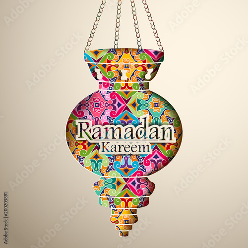 Islamic celebration background with text Ramadan Kareem