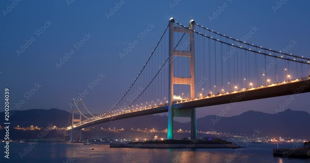 Hong Kong Tsing ma bridge in the evening Hong Kong Tsing ma bridge in the evening