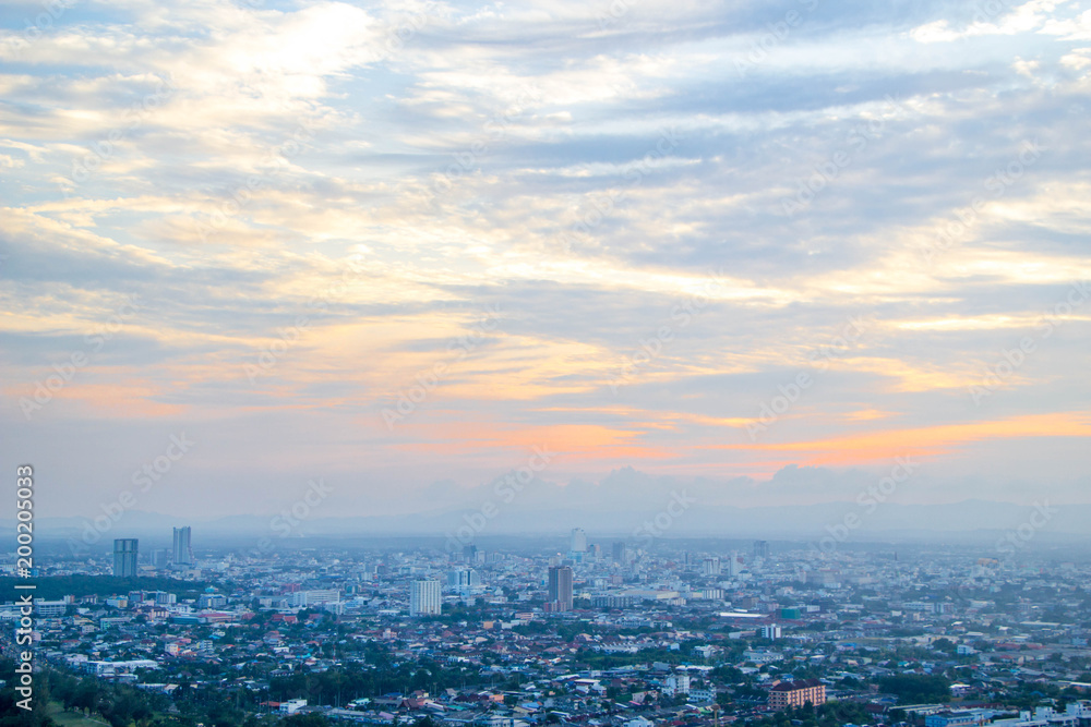 Hatyai town looking from a hilltop