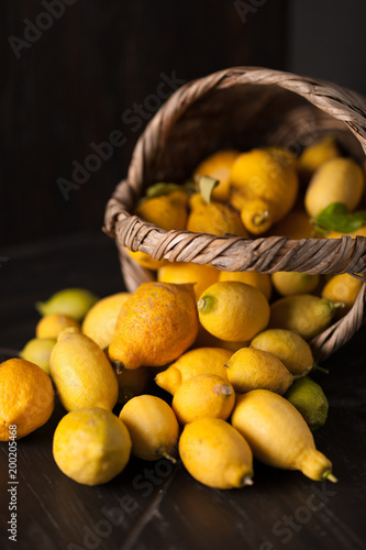 Collection of lemons in the basket