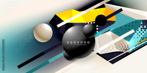 Cuadro en lienzo Abstract geometric poster created with polygonal triangle elements, lines, spher