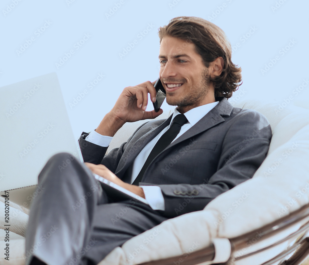 businessman solving business issues at home. blurred image businessman solving business issues at home. blurred image